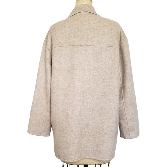 Paris Atelier & Other Stories Jacket Coat Herringbone Wool Soft Oversized Tan - Picture 2 of 7